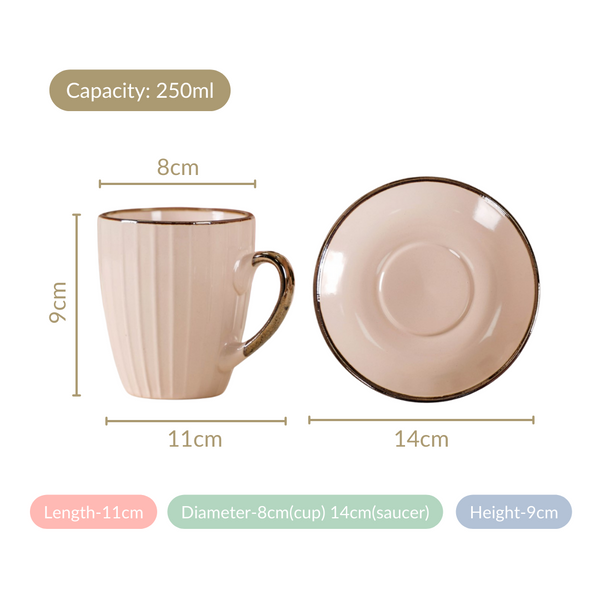 Nori Cup And Saucer Set Of 6 Linen White 250ml