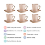 Nori Cup And Saucer Set Of 6 Linen White 250ml - Tea cup set, tea cups, coffee cups, cups and saucers, cup and saucer set, tea cup set of 6