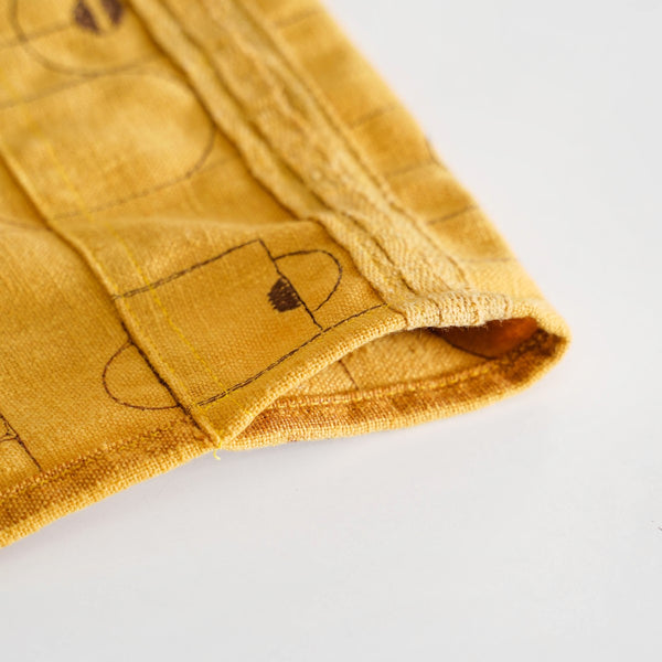 Abstract Embroidered Curtains For Living Room Set Of 2 Mustard 84x54 Inch