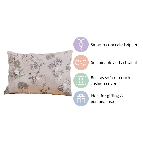 Linen Cotton Rectangular Cushion Cover 20x14 Inch