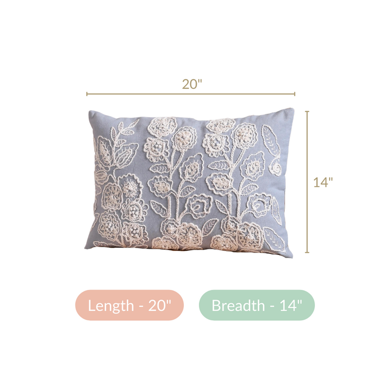 Designer Cotton Throw Pillow Cover Blue 20x14 inch