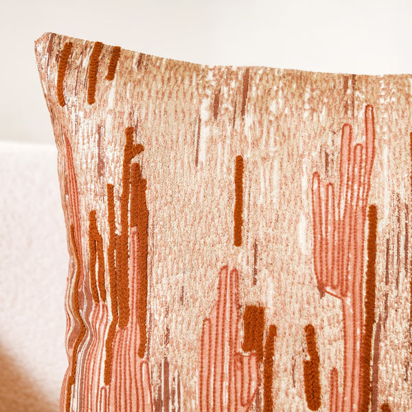 Golden Foil Modern Embroidered Cushion Cover 16x16 Inch