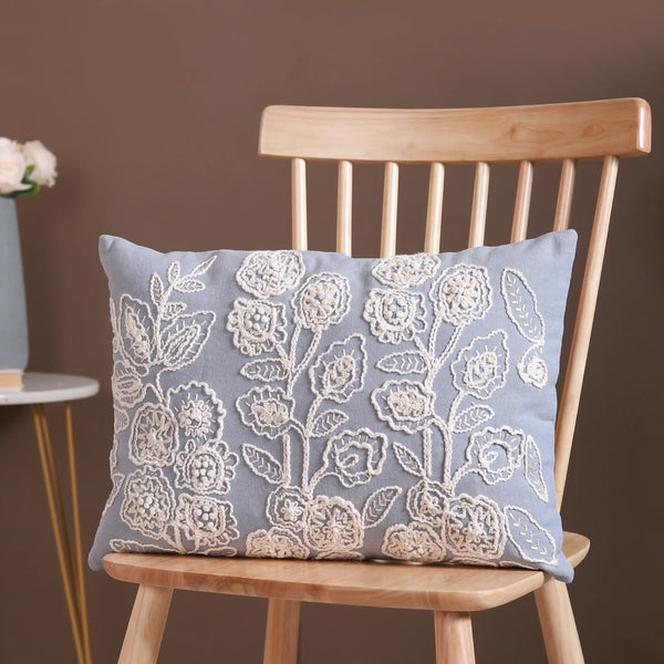 Designer Cotton Throw Pillow Cover Blue 20x14 inch