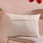 Heart Trio Fluffy Applique Cotton Cushion Cover 20x14 Inch