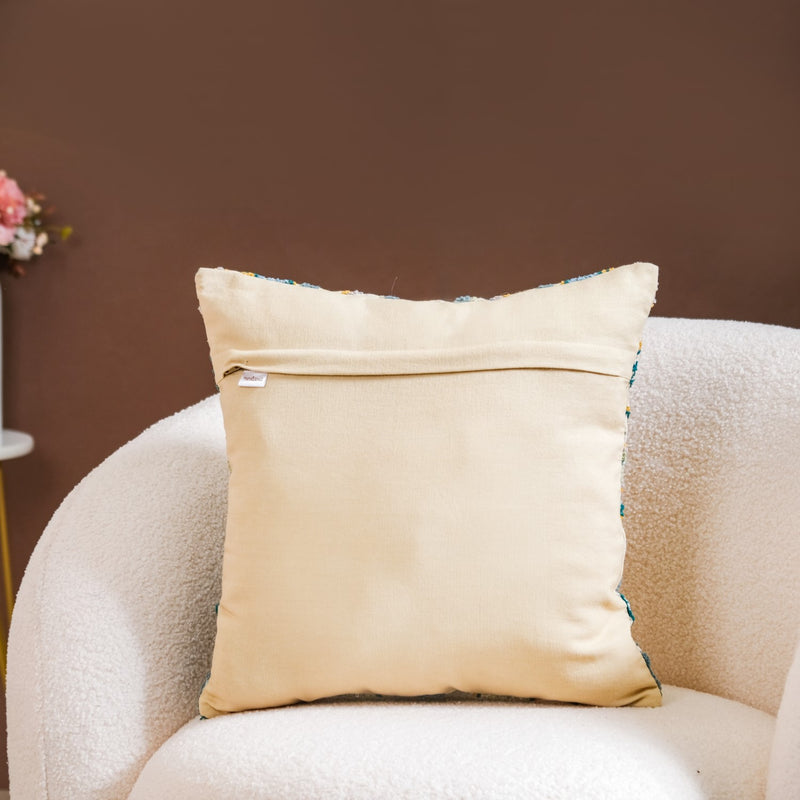 Embroidered Vintage Floral Cushion Cover 16x16 Inch