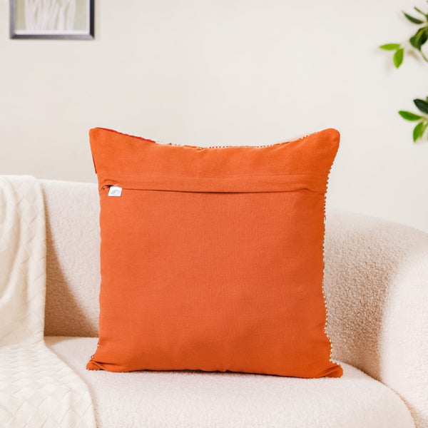 Aari Embroidered Cotton Cushion Cover 16x16 Inch