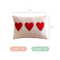 Heart Trio Fluffy Applique Cotton Cushion Cover 20x14 Inch