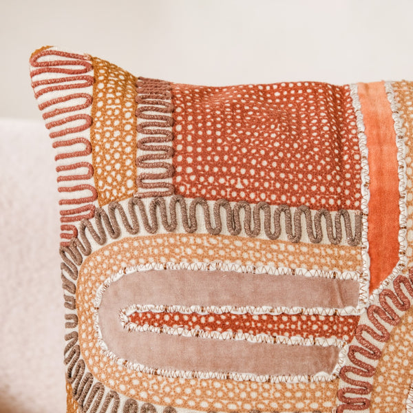 Aari Embroidered Cotton Cushion Cover 16x16 Inch