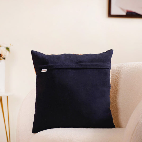 Embroidery on Print Floral Cushion Cover 16x16 Inch