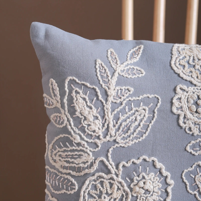 Designer Cotton Throw Pillow Cover Blue 20x14 inch