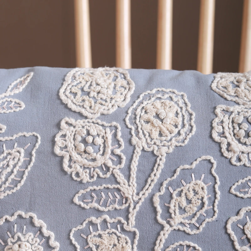 Designer Cotton Throw Pillow Cover Blue 20x14 inch