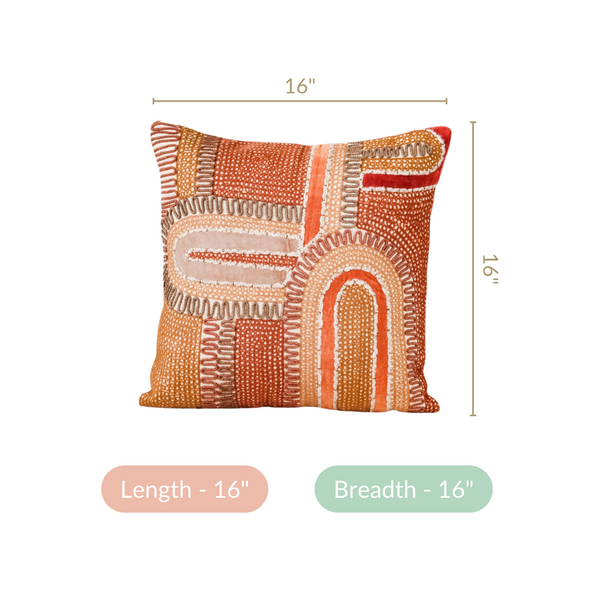 Aari Embroidered Cotton Cushion Cover 16x16 Inch