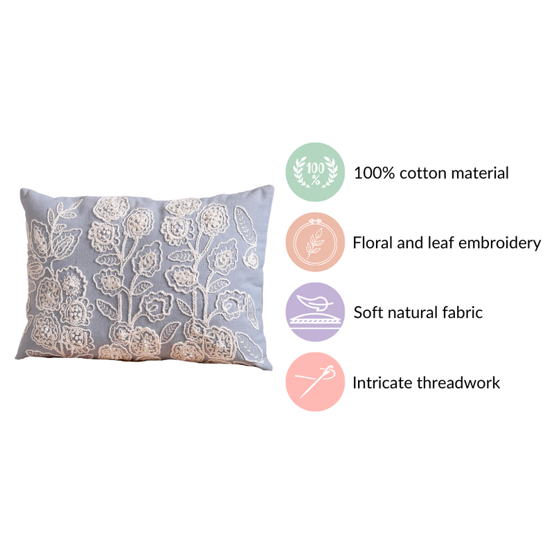 Designer Cotton Throw Pillow Cover Blue 20x14 inch