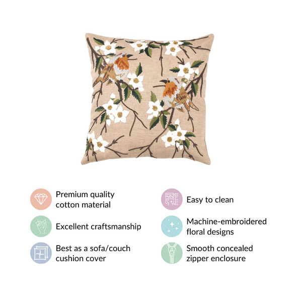 Sylvan Embroidered Cushion Case 16x16 Inch