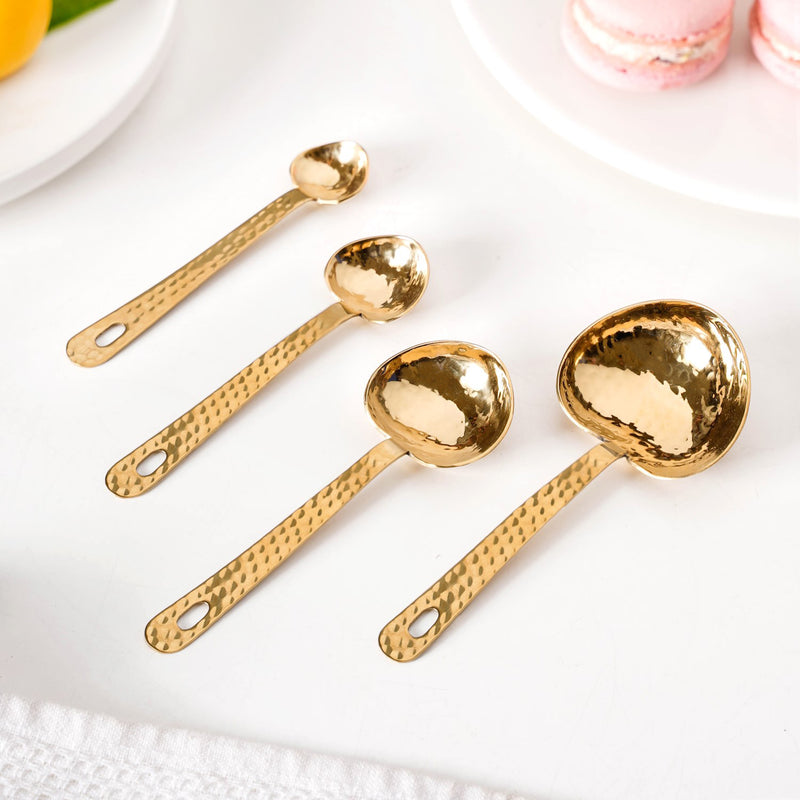 Hammered Texture Heart Measuring Spoon Set of 4