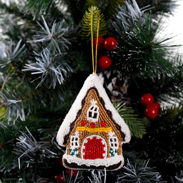 Christmas Hanging Ornament Set of 3 Multicolour