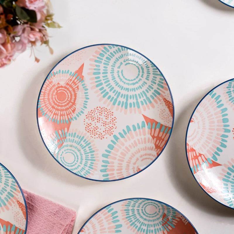 Pastel Dinner Plates Set Of 4 10Inch - Dinner plates, ceramic dinner plates, dinner plate set, round plates, floral plates