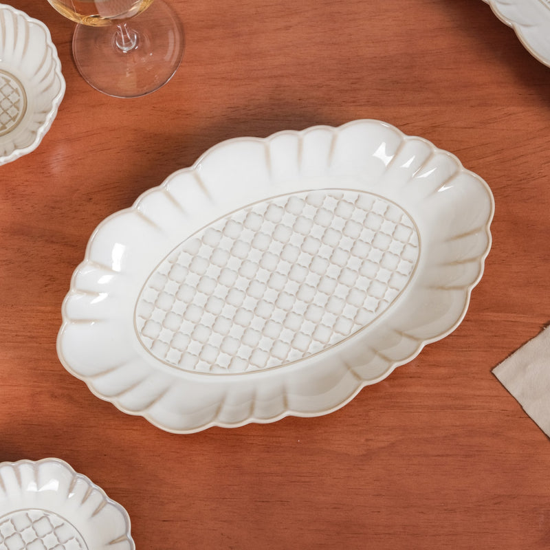 White Moroccan Art 28-Piece Dinner Set For 6