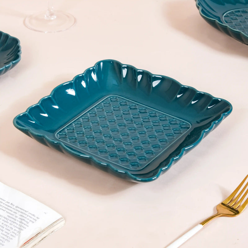 Luxe Moroccan 28-Piece Ceramic Dinnerware For 6 Dark Green