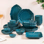 Luxe Moroccan 28-Piece Ceramic Dinnerware For 6 Dark Green