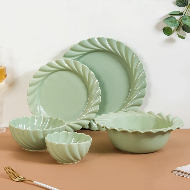 Swirl 22 Piece Dinner Set For 6 Mint Green