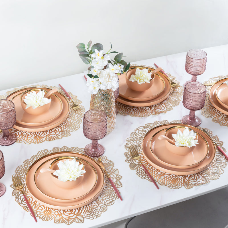 VERA Pink 27 Piece Dinner Set For 6