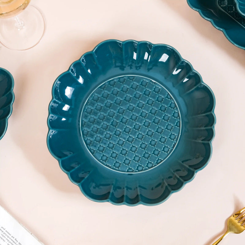 Luxe Moroccan 28-Piece Ceramic Dinnerware For 6 Dark Green