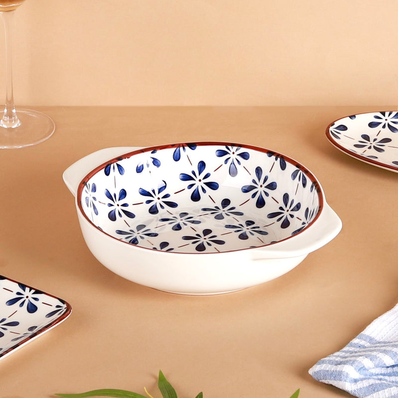 Blue Flower Ceramic 22 Piece Dinner Set For 6