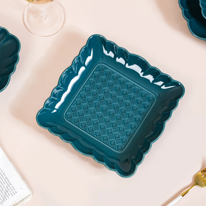 Luxe Moroccan 28-Piece Ceramic Dinnerware For 6 Dark Green