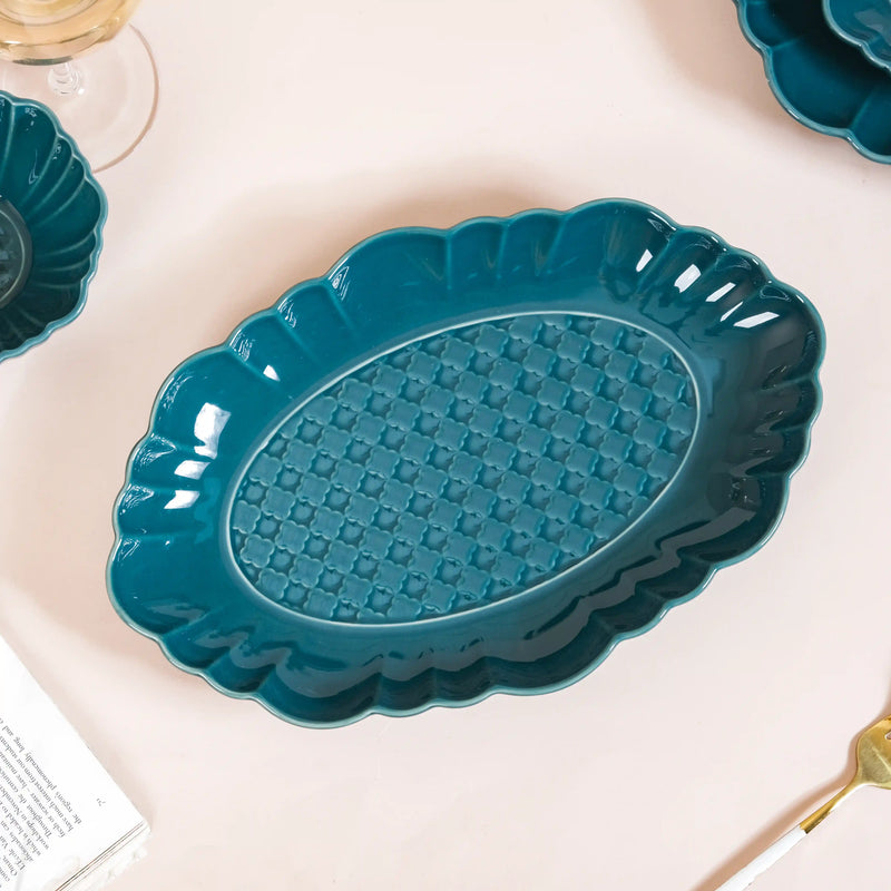 Luxe Moroccan 28-Piece Ceramic Dinnerware For 6 Dark Green