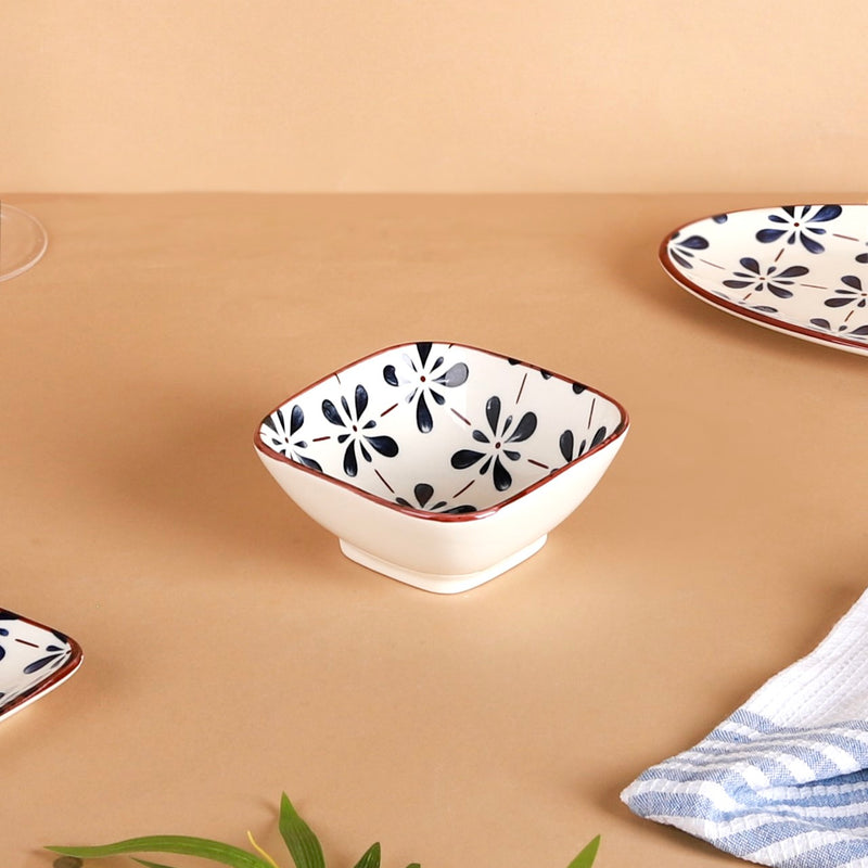 Blue Flower Ceramic 22 Piece Dinner Set For 6