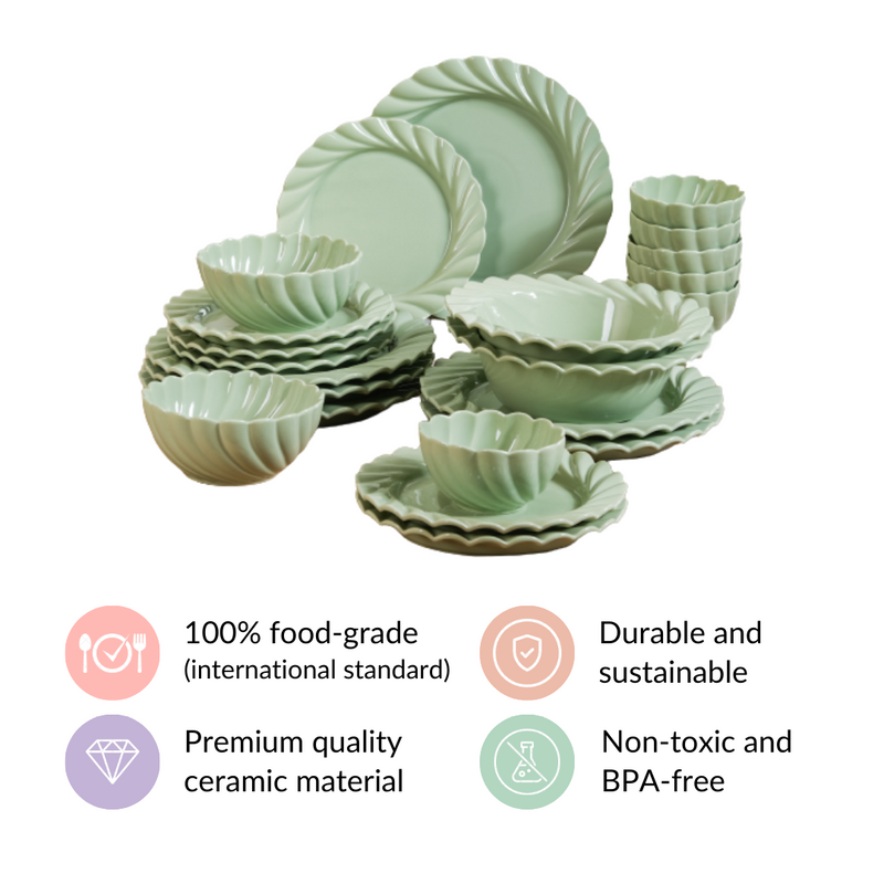 Swirl 22 Piece Dinner Set For 6 Mint Green
