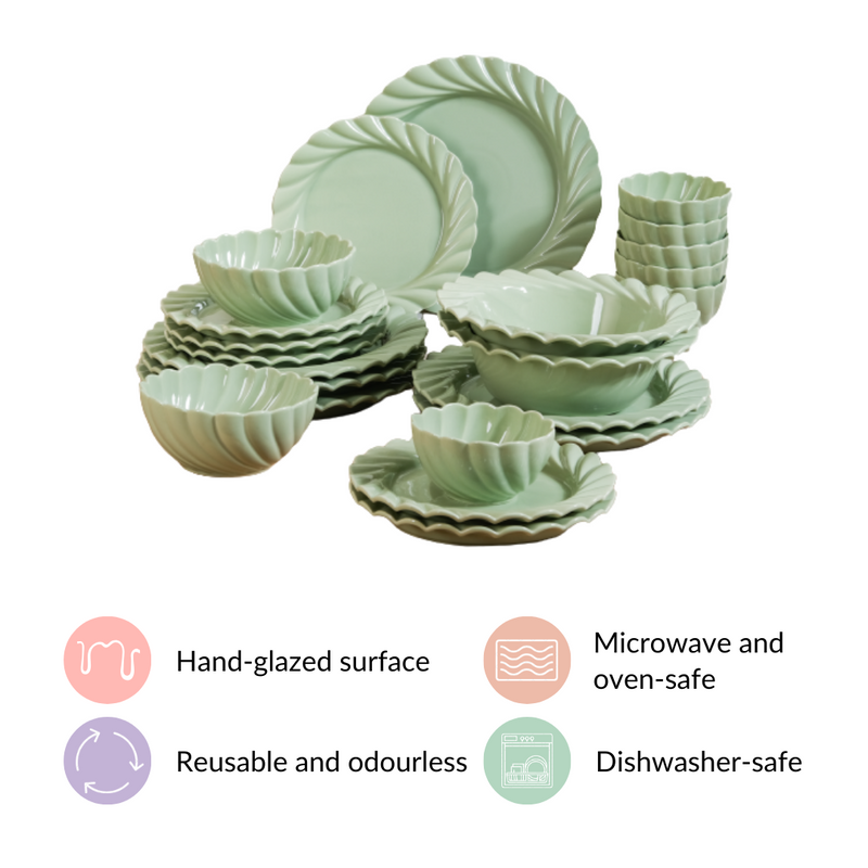 Swirl 22 Piece Dinner Set For 6 Mint Green