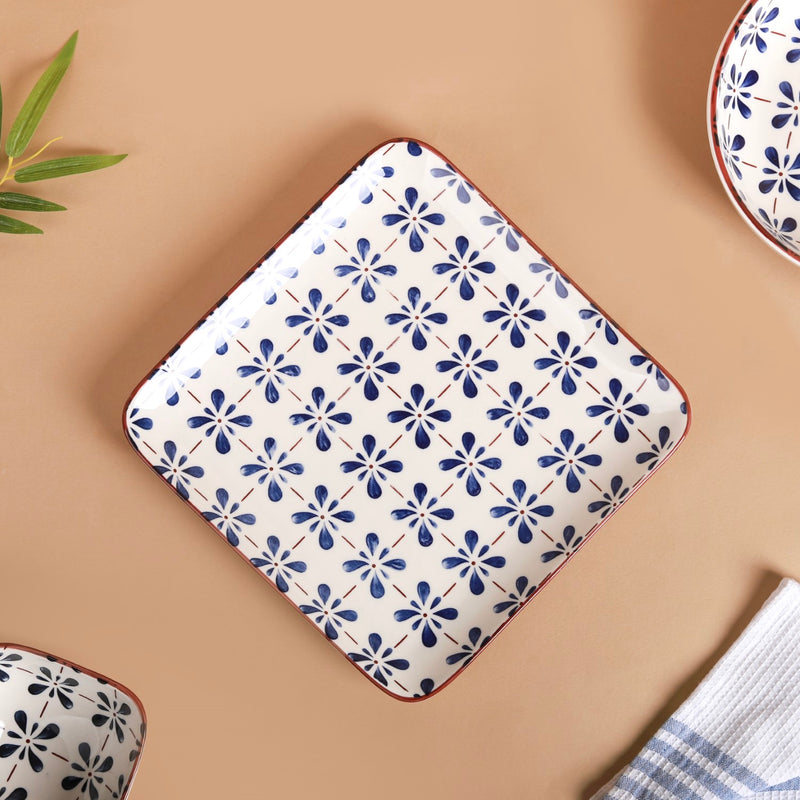 Blue Flower Ceramic 22 Piece Dinner Set For 6