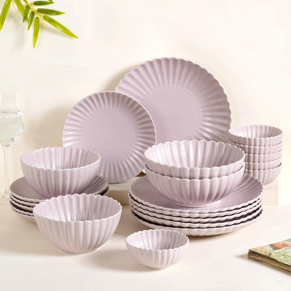 Lilac Scalloped 22 Piece Dinner Set For Online Premium Dinner