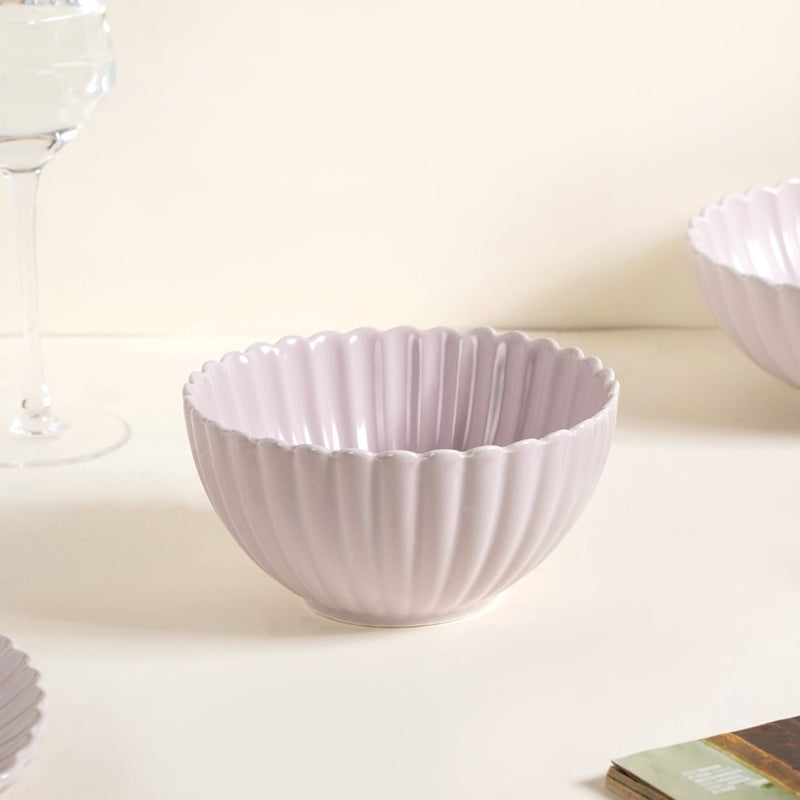 Lilac Scalloped 22 Piece Dinner Set For 6