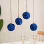 Blue Flower Ball Wall Hanging Set Of 4