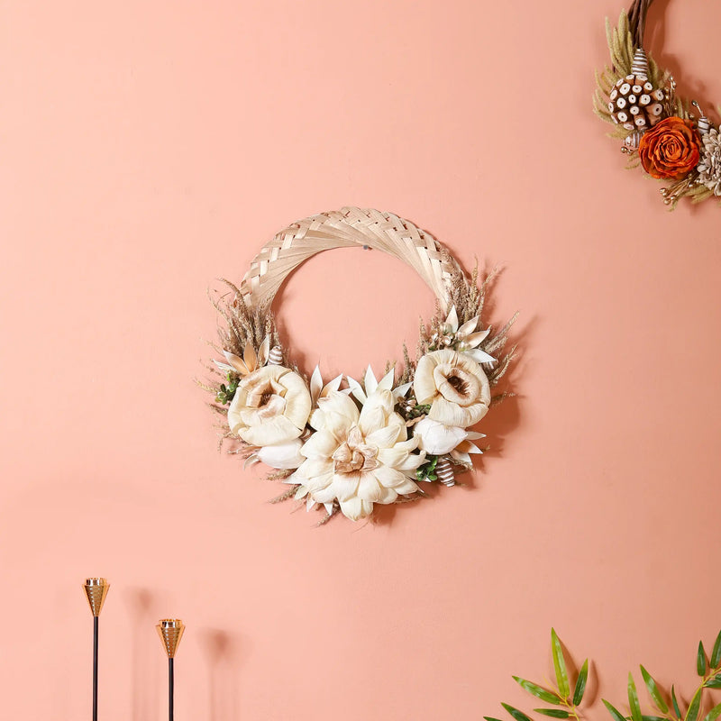 Eco-Friendly Autumn Wreath With Dried Flowers