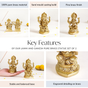 Ganesh Laxmi Pure Brass Statue Set Of 2 11cm - Laxmi and Ganesh Brass Statue, Pure Brass Laxmi Ganesh Idols, Decorative Laxmi Ganesh Home Decor