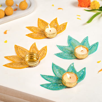 Festive Lotus Tealight Candle Holder Set Of 4