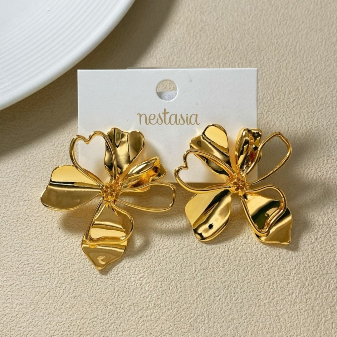 Jewellery Online - Premium Floral Elegance Gold Drop Earrings