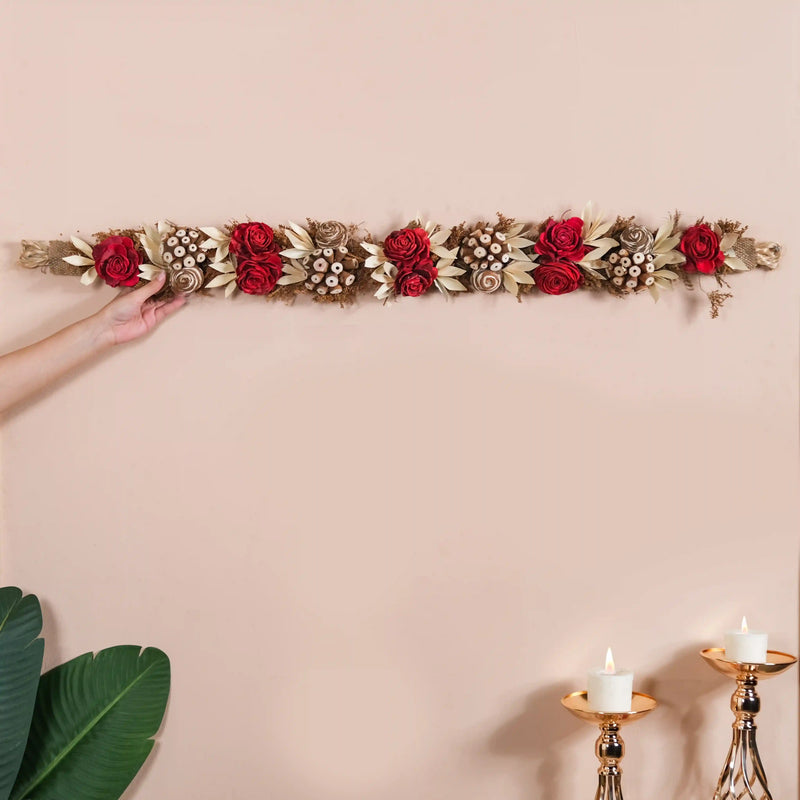 Artificial Flower Door Hanging Red