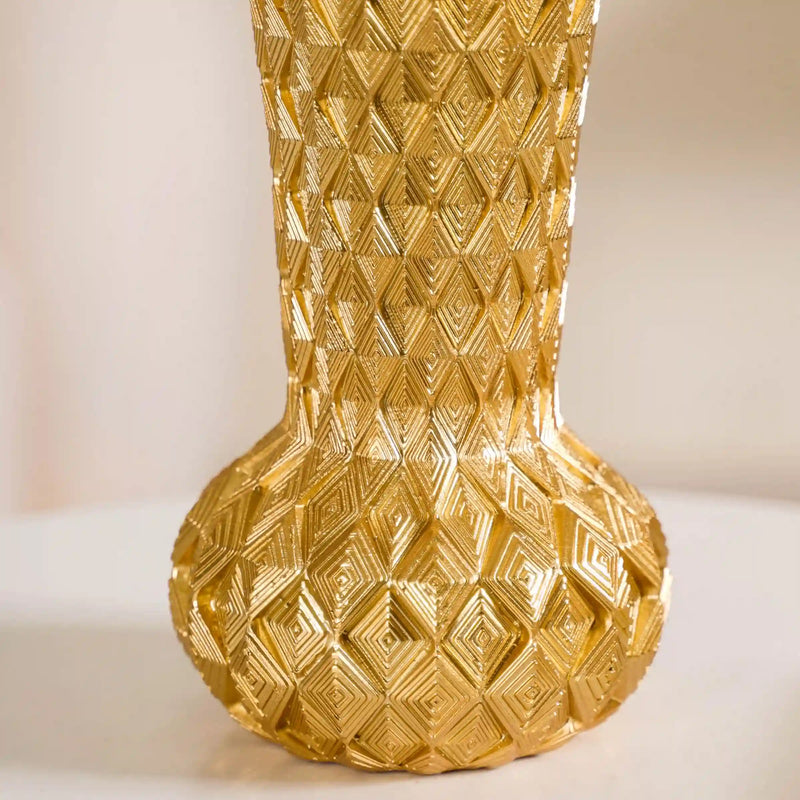 Luxe Textured Golden Flower Vase