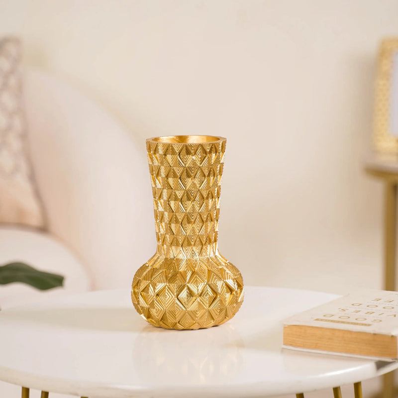 Luxe Textured Golden Flower Vase