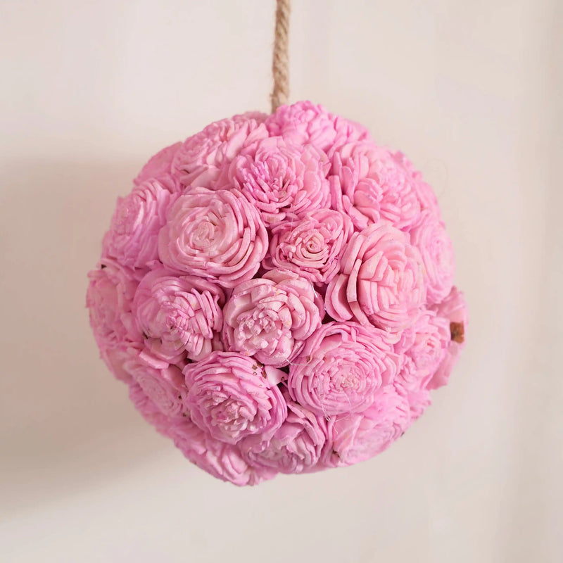 Sustainable Flower Wall Hanging Decor Set of 4 Pink