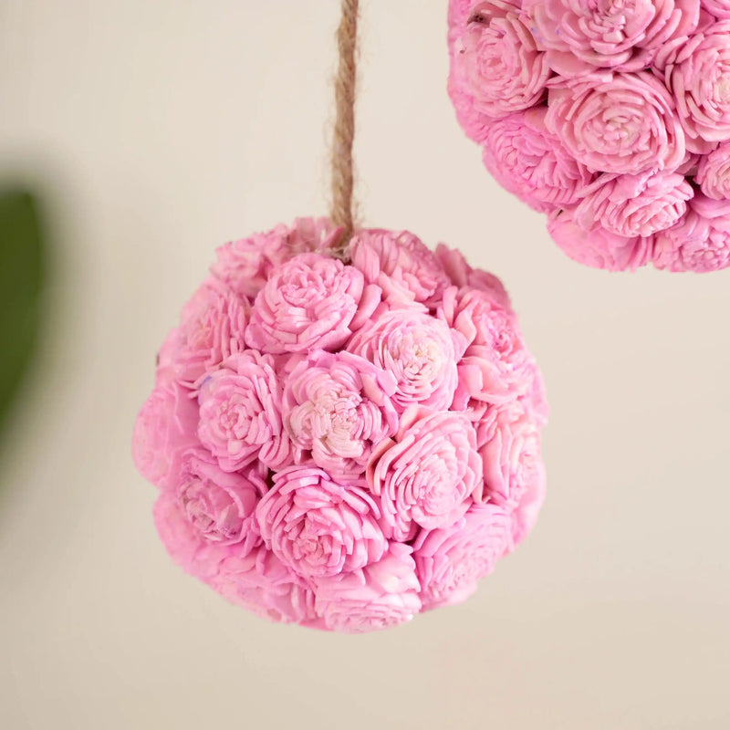 Sustainable Flower Wall Hanging Decor Set of 4 Pink