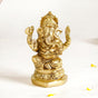 Ganesh Laxmi Pure Brass Statue Set Of 2 11cm - Laxmi and Ganesh Brass Statue, Pure Brass Laxmi Ganesh Idols, Decorative Laxmi Ganesh Home Decor
