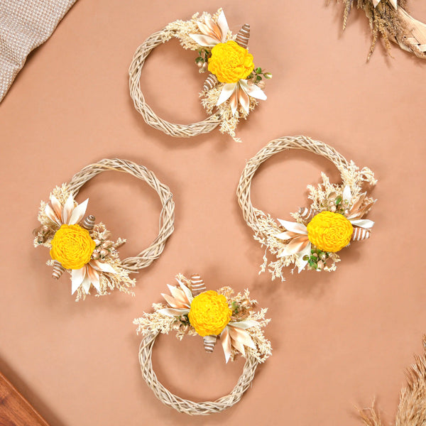 Mini Floral Garland Wreath For Wall Decor Set Of 4