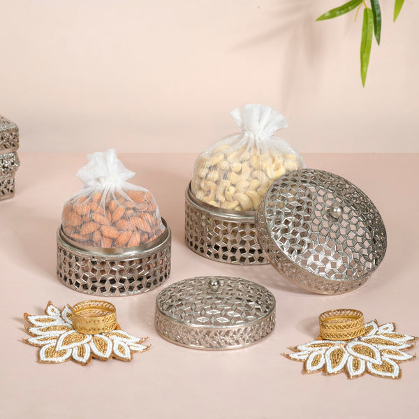 Silver Dry Fruits Gift Box Hamper Set of 7