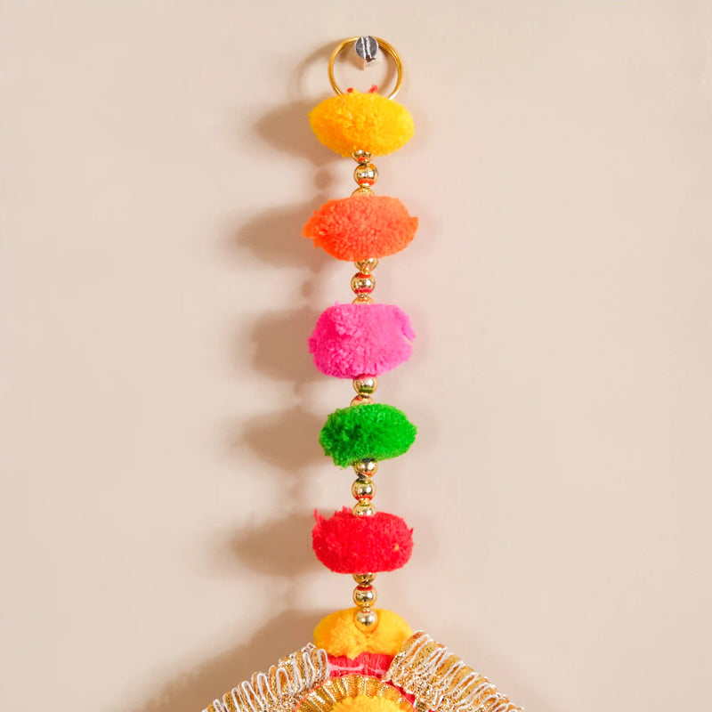 Festive Bell Multicolour Wall Hanging Set of 2- Handmade Wall Hanging, Multicolour Wall Decor, Wall Hangings Set ,Woolen Wall Art, Wall Hanging Set